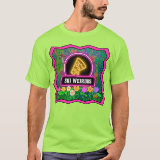 Pizza Ski Weirdos Pink Border T - Shirt