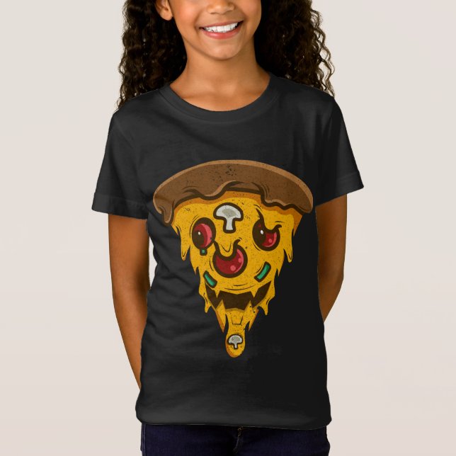 Pizza Skull Halloween Design Funny Pizza Lover T-Shirt (Vorderseite)