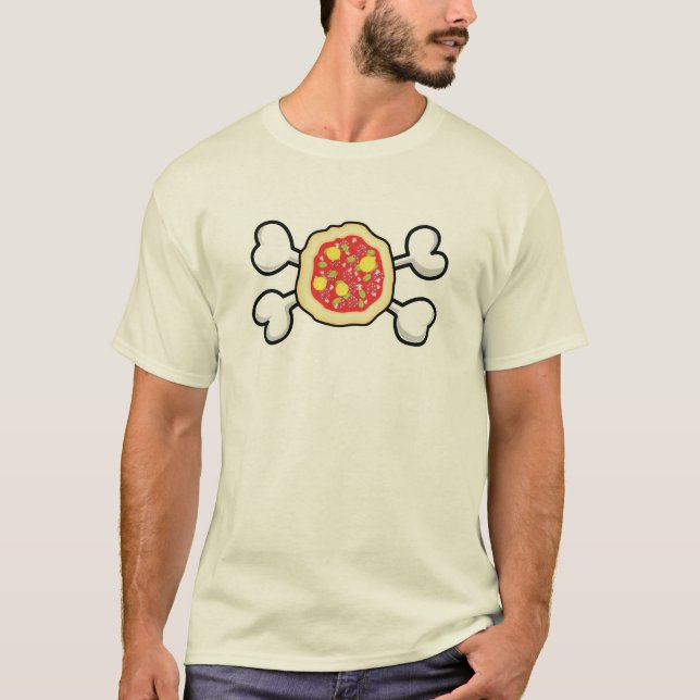 Pizza Skull und Crossbones T-Shirt (Vorderseite)