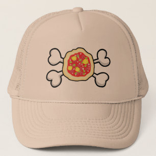 Pizza Skull und Crossbones Truckerkappe