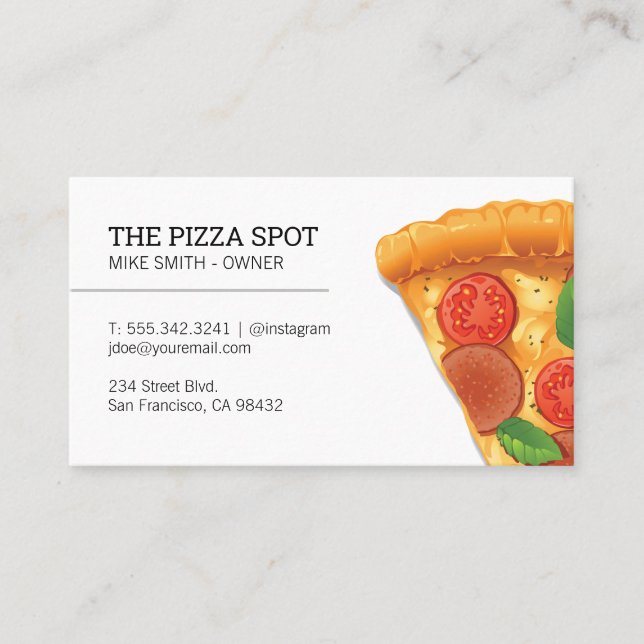 Pizza Slice Business Card Visitenkarte (Vorderseite)
