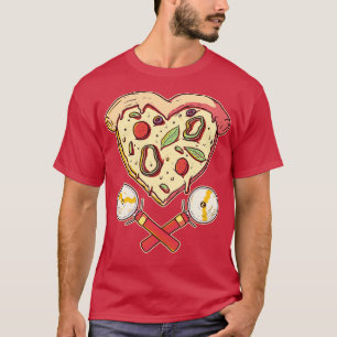Pizza Slice in Herzform mit Kuttern T-Shirt