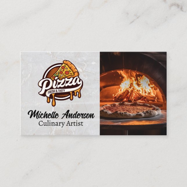 Pizza-Slice-Logo | Brick Oven Visitenkarte (Vorderseite)