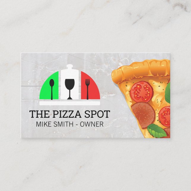Pizza Slice | Logo des italienischen Restaurants Visitenkarte (Vorderseite)