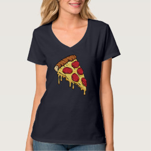 Pizza Slice mit Pepperoni und Cartoon Illu T-Shirt