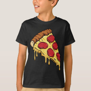 Pizza Slice mit Pepperoni und Cartoon Illu T-Shirt