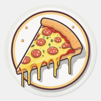 Pizza Slice mit Schmelzkäse Runder Aufkleber