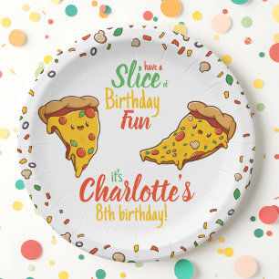 Pizza, Slice of Birthday fun, Kawaii Pappteller