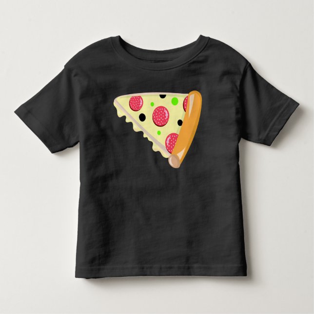 Pizza Slice Vatertag Kleinkind Schwarzer T - Shirt (Vorderseite)
