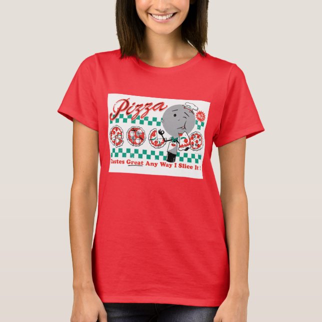Pizza Slicer Retro Ladys Ringer (CUSTOMIZABLE) T-Shirt (Vorderseite)