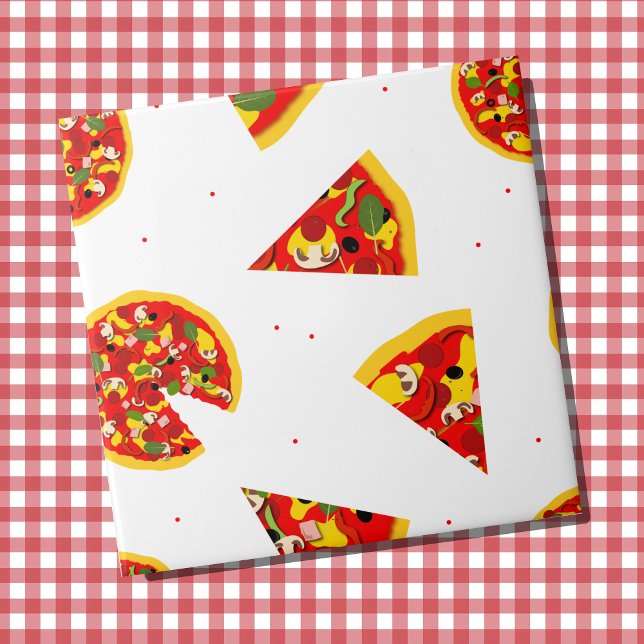 Pizza Slices Moderne Pizzeria Fliese (Pizza patterned ceramic wall tile)