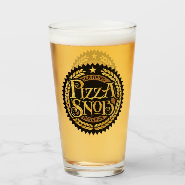 Pizza Snob - lustiger Pizzafreund Glas (Vorne (Gefüllt))