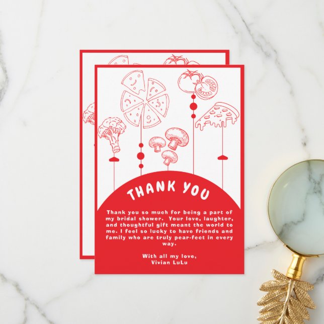 Pizza Special Delivery Baby Dusche Dankeskarte (Vorderseite/Rückseite Beispiel)