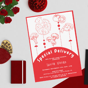 Pizza Special Delivery Baby Dusche Einladung