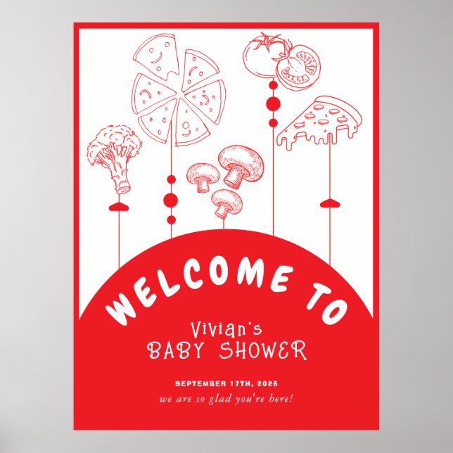 Pizza Special Delivery Baby Dusche Willkommen Poster (Vorne)