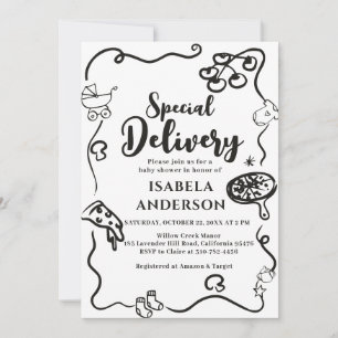 Pizza, Special Delivery Baby Shower Einladung
