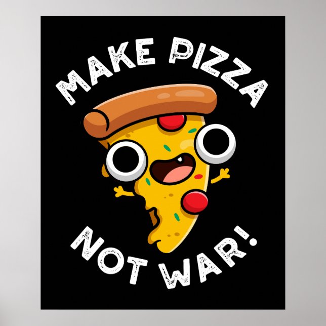 Pizza statt Krieg Funny Peace Pub Dark BG Poster (Vorne)