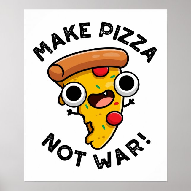Pizza statt War Funny Peace Pub Poster (Vorne)