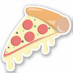 Pizza-Stück geschmolzener Käse Pepperoni coole Nah Aufkleber