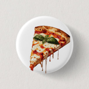 Pizza-Stück mit klebrigem geschmolzenem Käse Margh Button