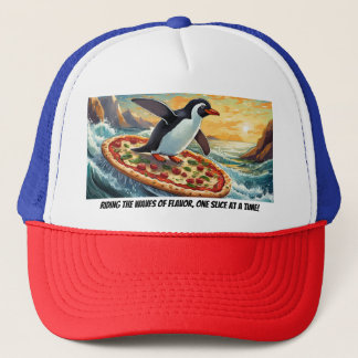Pizza Surfing Penguin Cap Truckerkappe