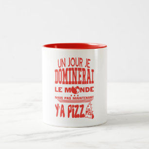 Pizza Tag, Dominiere Welt, jetzt nicht Zweifarbige Tasse