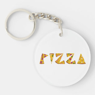Pizza Text aus Scheiben Schlüsselanhänger