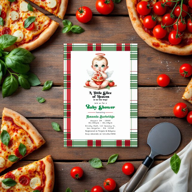 Pizza-Themed A-Slice of Heaven Baby Shower Einladung (Pizza-Themed A Little Slice of Heaven Baby Shower Invitation)