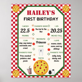 Pizza Themed Baby's 1. Geburtstags-Meilensteine Po Poster