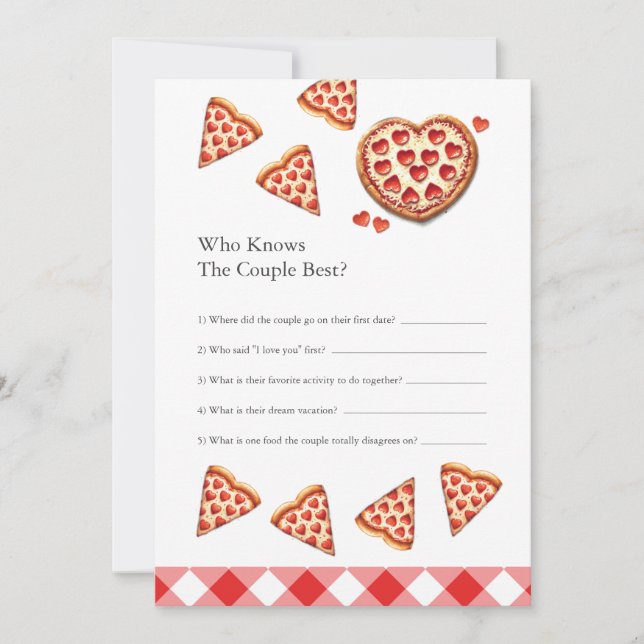 Pizza Themed Engagement Party Games Printing Einladung (Vorderseite)