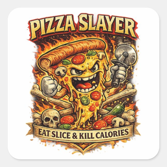 Pizza Time Funny Sticker – Eat Pizza & Destroy Piz (Vorderseite)
