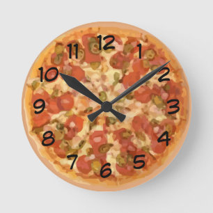 Pizza Time Runde Wanduhr