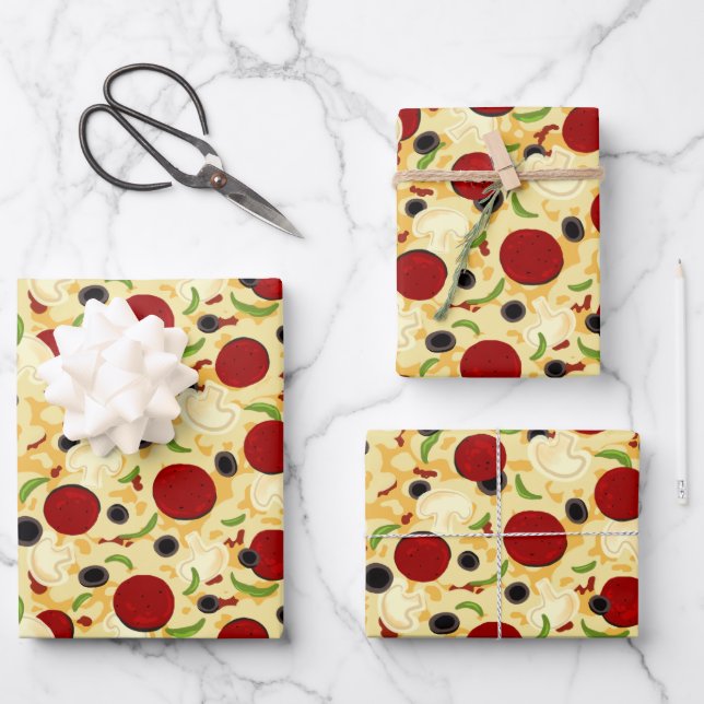 Pizza Toppings Pattern Geschenkpapier Set (Vorderseite)