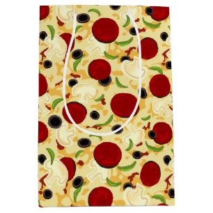 Pizza Toppings Pattern Mittlere Geschenktüte