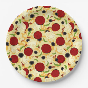 Pizza Toppings Pattern Pappteller