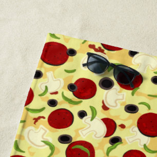 Pizza Toppings Pattern Strandtuch