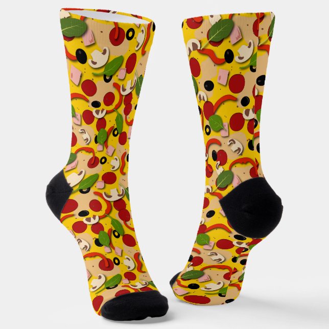 Pizza Toppings Pizzeria Pattern Socken (Gewinkelt)