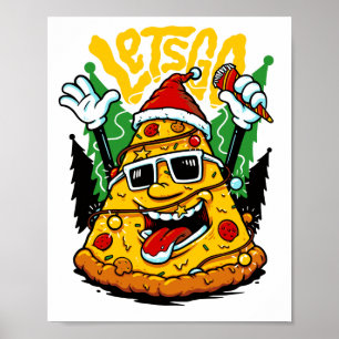Pizza Tree Weihnachten Lights Merry Crustmas Weihn Poster