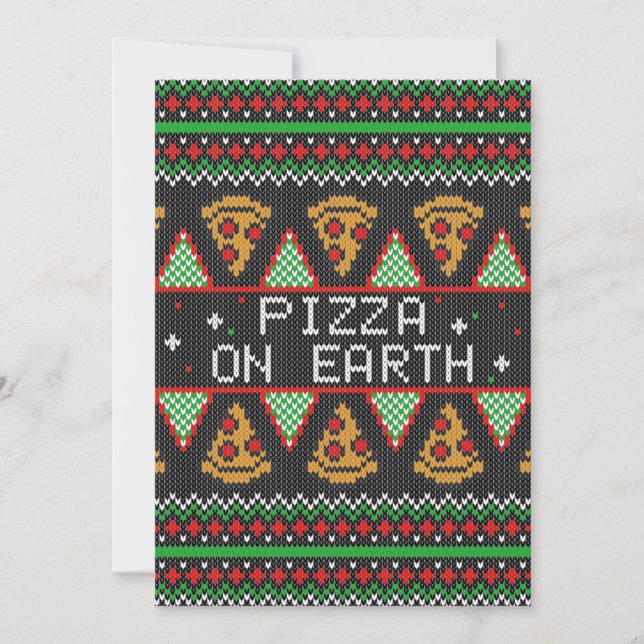 Pizza Ugly Christmas Sweater Einladung (Vorderseite)