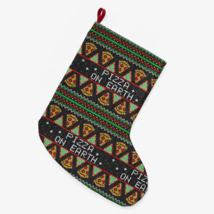 Pizza Ugly Christmas Sweater Großer Weihnachtsstrumpf