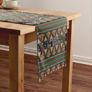 Pizza Ugly Christmas Sweater Mittelgroßer Tischläufer