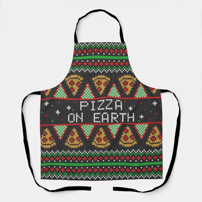 Pizza Ugly Christmas Sweater Schürze (Vorderseite)