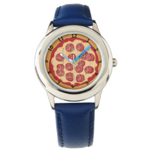 Pizza-Uhr mit Zahlen Armbanduhr