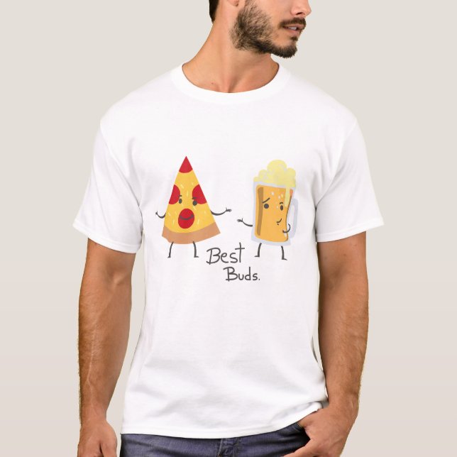 Pizza und Beer Best Buds T-Shirt (Vorderseite)