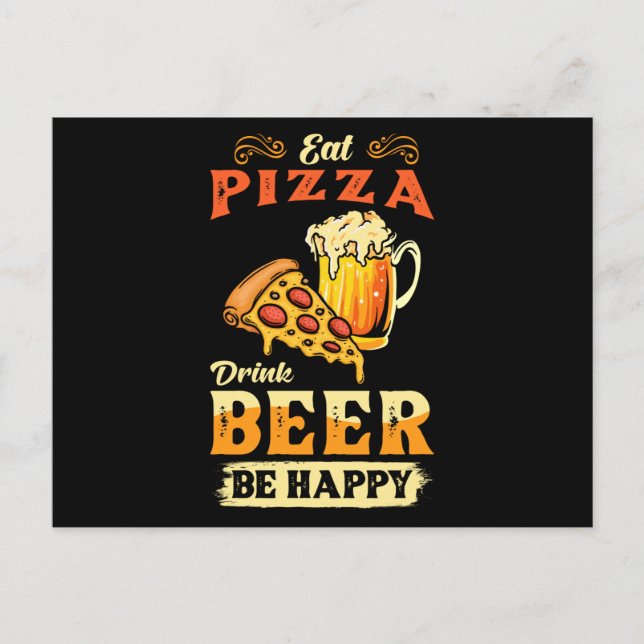 Pizza und Bier Postkarte (Vorderseite)