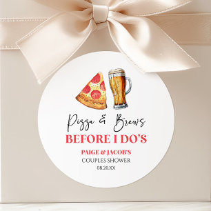 Pizza und Bier vor dem Ja-Wort Paarschwimmbad  Runder Aufkleber