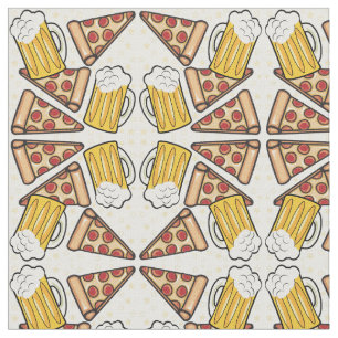 Pizza und Biermuster Stoff