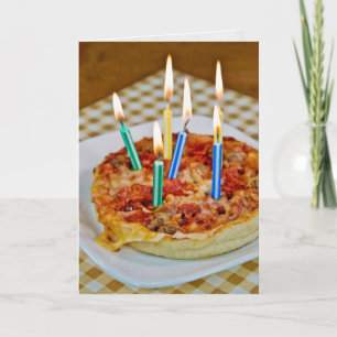 Pizza und Birthday Candles Karte