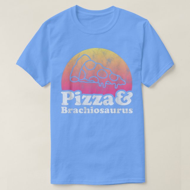 Pizza und Brachiosaurus oder Dinosaurier T-Shirt (Design vorne)