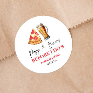 Pizza und Bräune bevor ich Probe essen Runder Aufkleber